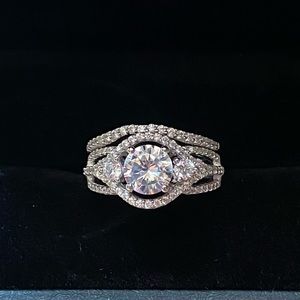 2 pieces 925 silver Engagement ring Wedding band